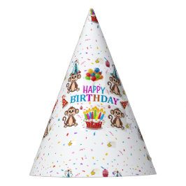 Gorro De Fiesta Cupcakes de mono Feliz Cumpleaños de papel