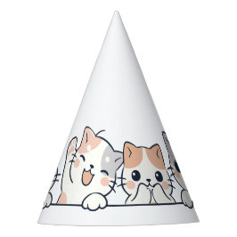 Gorro De Fiesta Curious Paws - Cute Cats Friends Peeking
