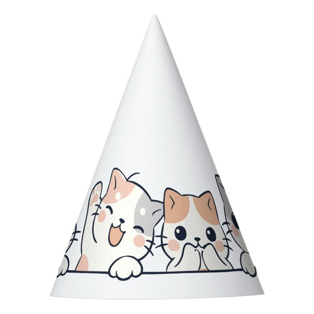 Gorro De Fiesta Curious Paws - Cute Cats Friends Peeking (Anverso)