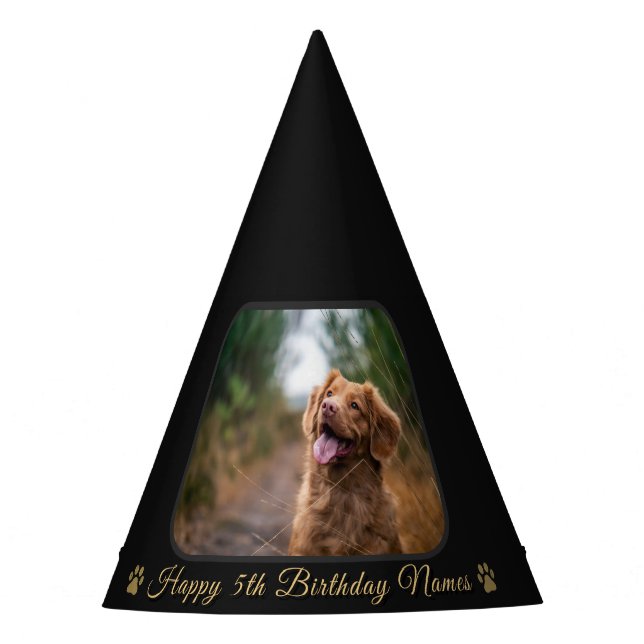 Gorro De Fiesta Custom Happy Birthday Pet Dog Photo Picture Name (Anverso)