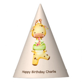 Gorro De Fiesta Cute bebé Giraffe con torta, cumpleaños