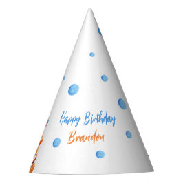 Gorro De Fiesta Cute Blue & Naranja Dolphin Kids Cumpleaños