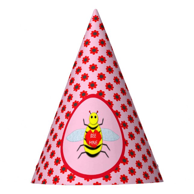 Gorro De Fiesta Cute Día de San Valentín Bee (Anverso)