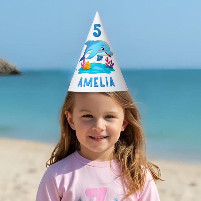 Gorro De Fiesta Cute Dolphin Sea Animals Name Birthday (Subido por el creador)