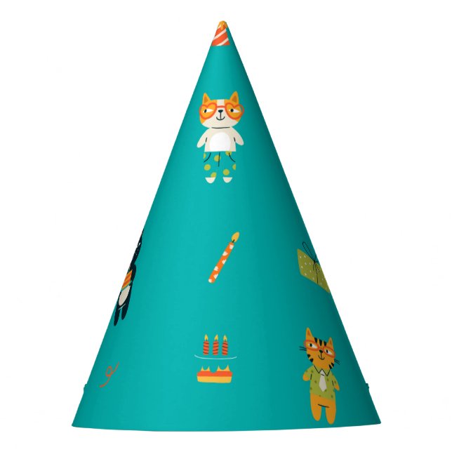 Gorro De Fiesta Cute gracioso gatos Kitty Birthday Party Paper Gor (Anverso)