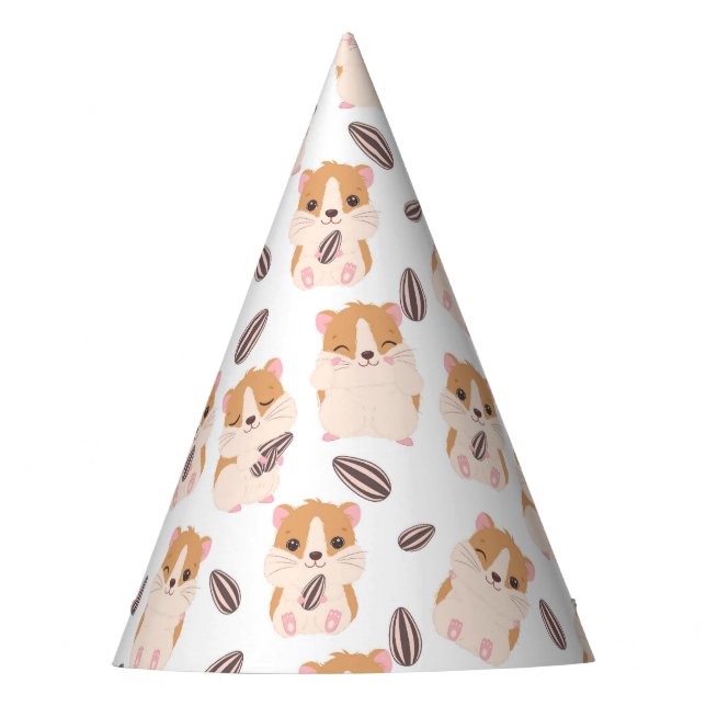 Gorro De Fiesta Cute Hamster Face and Seeds Pattern Kid Cumpleaños (Anverso)