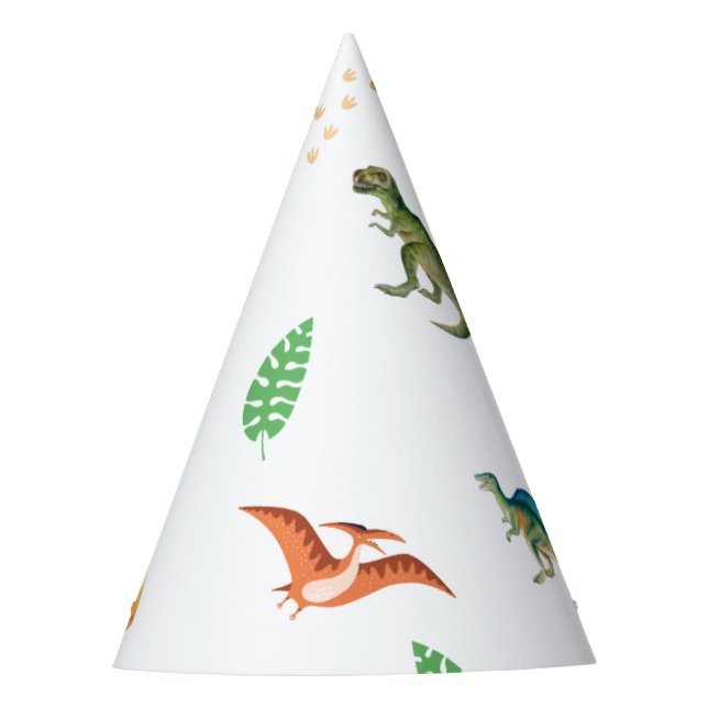 Gorro De Fiesta Cute Happy Dinosaur Birthday Party Paper (Anverso)