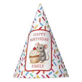 Gorro De Fiesta Cute Mouse, Cupcakes and Sprinkles Birthday