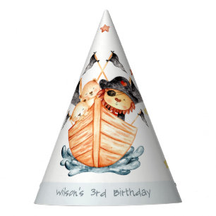 Gorro De Fiesta Cute Nautical Pirate Barco de León Niños Cubo Cump
