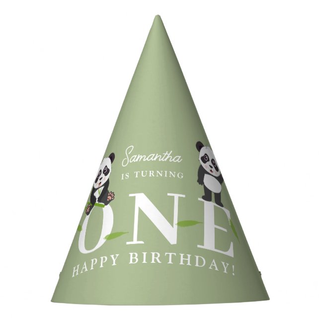 Gorro De Fiesta Cute Panda Bear Kawaii Kids First One Birthday (Anverso)