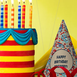 Gorro De Fiesta Cute Retro Robots Sci-Fi Boys Cumpleaños