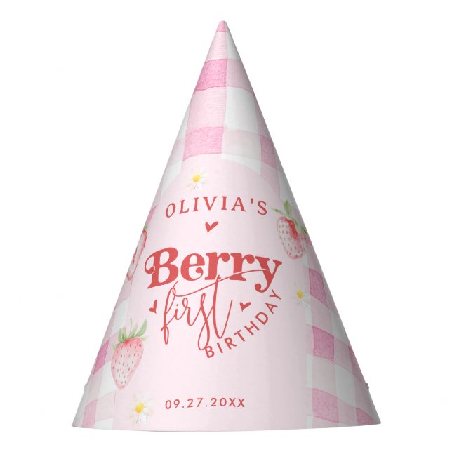 Gorro De Fiesta Cute Strawberry Daisy Berry Primera Foto Brithday (Anverso)