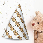 Gorro De Fiesta Cute Teddy Bear Kids Birthday<br><div class="desc">Cute birthday party hats for kids. This cute brown teddy bear pattern is perfect for children party.</div>