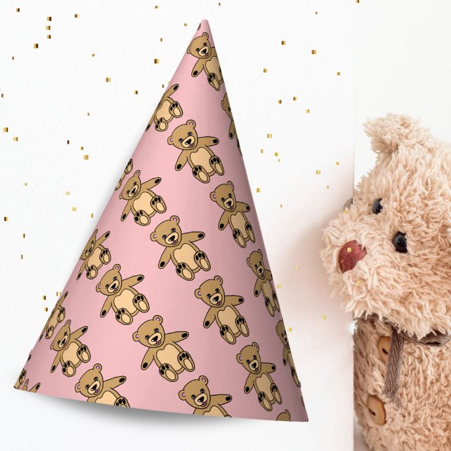 Gorro De Fiesta Cute Teddy Bear Niños Cumpleaños Rosa (Subido por el creador)