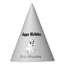 Gorro De Fiesta Cute white polar bear on gray birthday