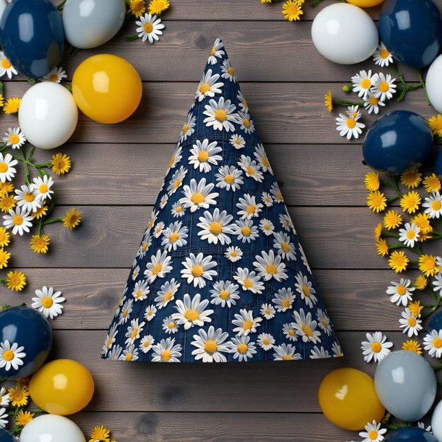 Gorro De Fiesta Daisies on Blue Denim Birthday  (Subido por el creador)