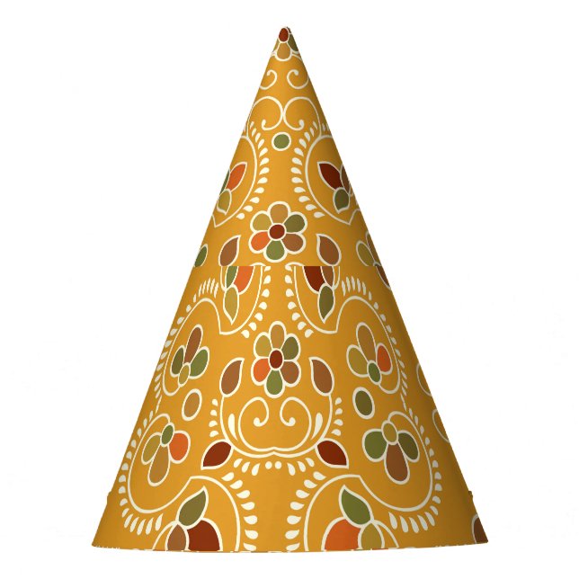 Gorro De Fiesta Damasco indio tradicional, patrón sin costuras. (Anverso)