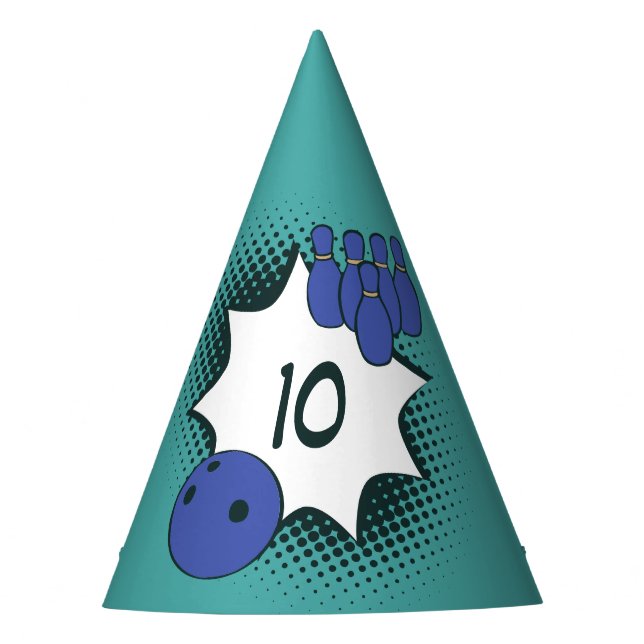 Gorro De Fiesta Décimo Cumpleaños Feliz Bolos Azul-Verde  (Anverso)