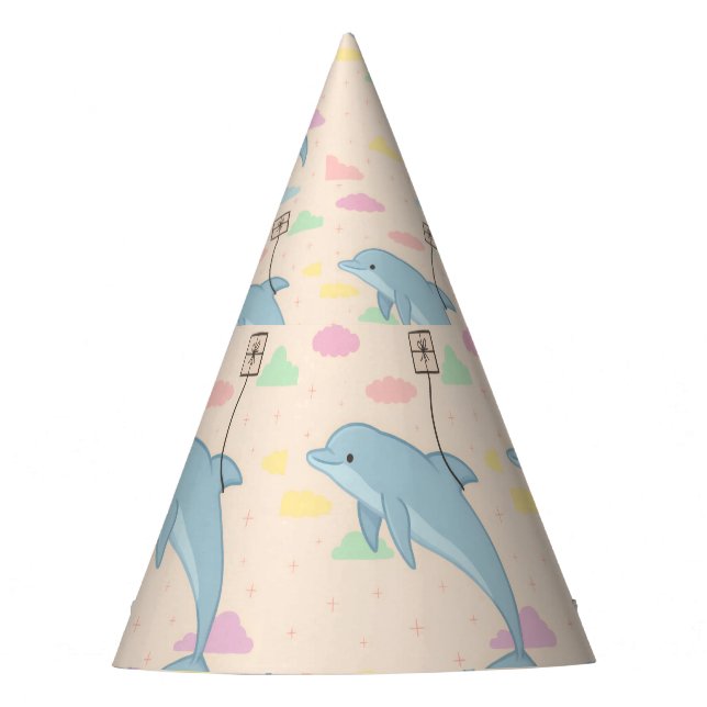 Gorro De Fiesta Delfín volador entrega Ilustracion de letras (Anverso)