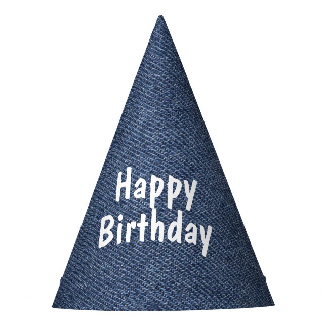 Gorro De Fiesta Denim Birthday Felicitaciones (Anverso)