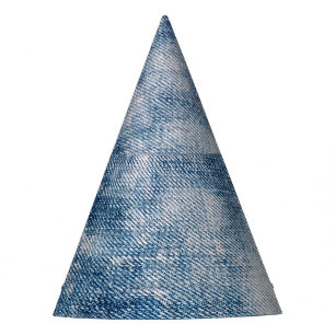 Gorro De Fiesta Denim De Jeans Azules, Fondo Texturado.