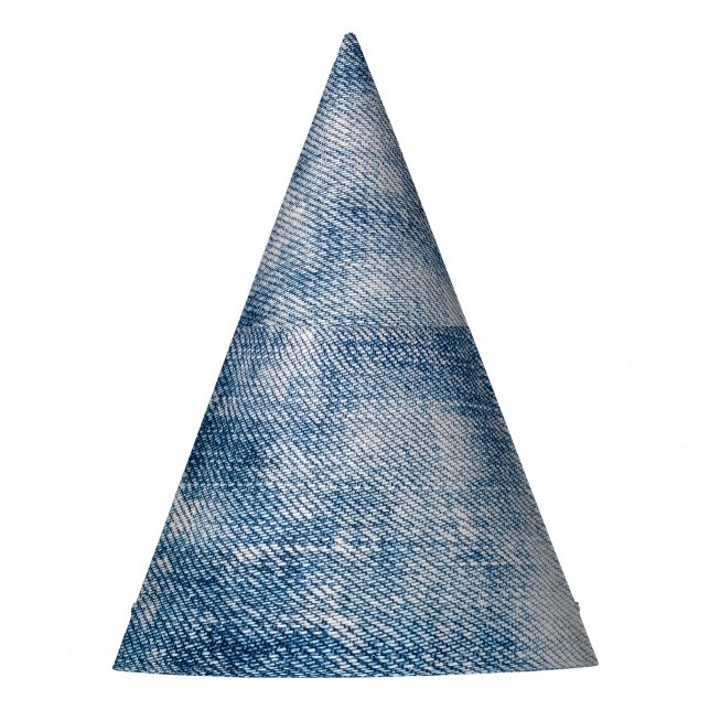 Gorro De Fiesta Denim De Jeans Azules, Fondo Texturado. (Anverso)