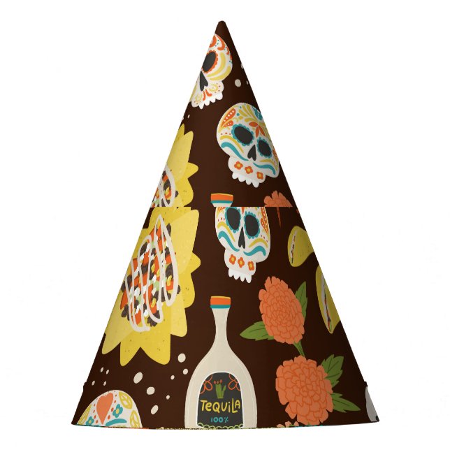 Gorro De Fiesta Dia De Los Muertos, patrón personalizado. (Anverso)