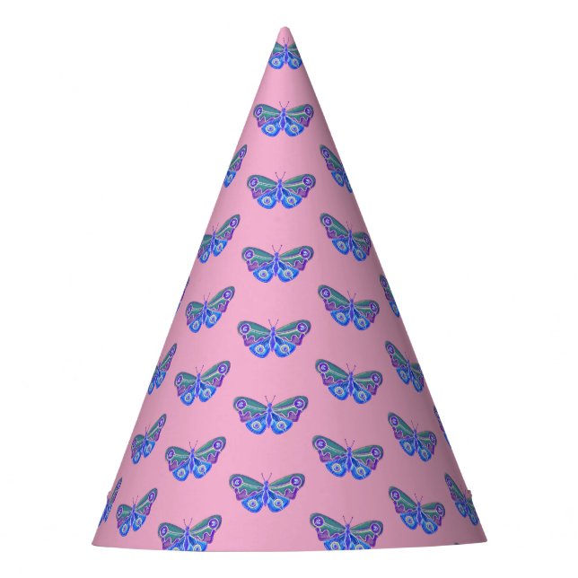Gorro De Fiesta Dibujo de mariposa púrpura (Anverso)