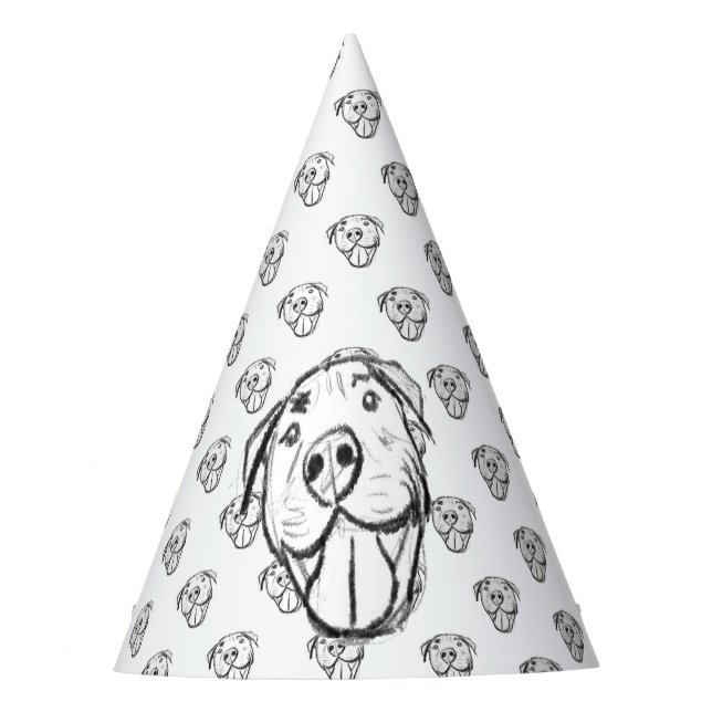 Gorro De Fiesta dibujo de pitbull simple amantes de perros blanco  (Anverso)