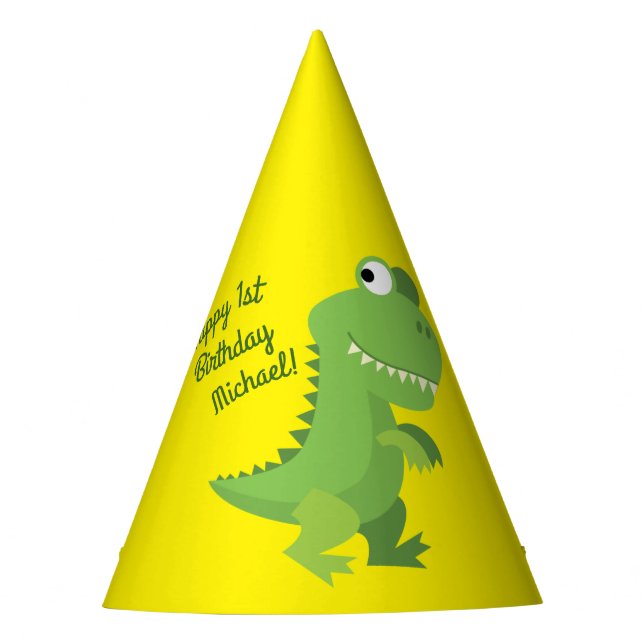 Gorro De Fiesta Dinosaur T-rex Kids Primer cumpleaños Fiesta de Di (Anverso)