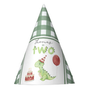 Gorro De Fiesta Dinosaurio acuarela cumpleaños 2