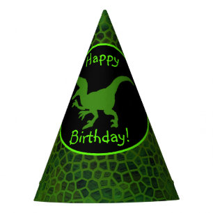Gorro De Fiesta Dinosaurio Verde Esconde Feliz Cumpleaños!