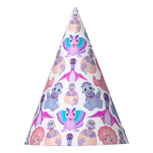 Gorro De Fiesta Dinosaurios color agua rosada Cumpleaños Baby Show