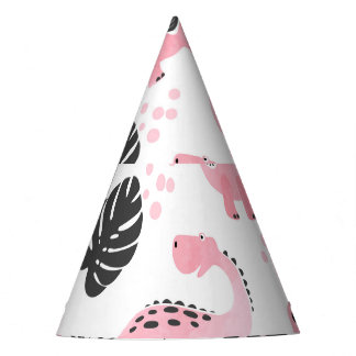 Gorro De Fiesta Dinosaurios rosados: Patrón de niños.