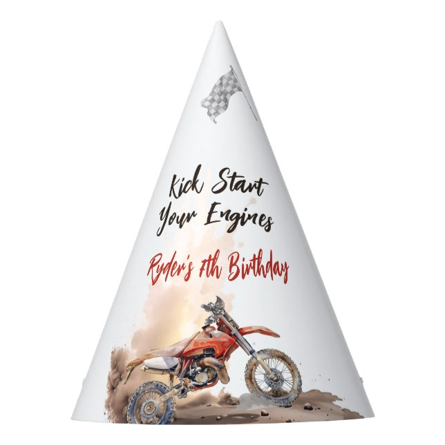 Gorro De Fiesta Dirt Bike Any Age Birthday (Anverso)