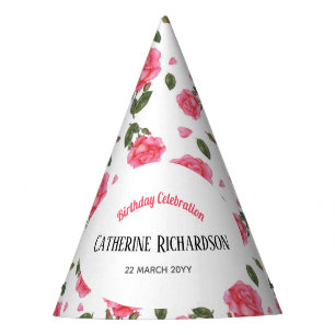 Gorro De Fiesta Diseño Chic de la Rosa Rosa Rosa Rosa de color de
