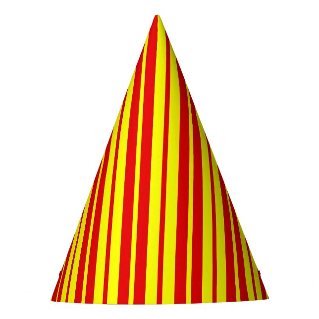 Gorro De Fiesta Diseño de franjas rojas y amarillas (Anverso)