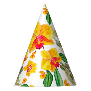 Gorro De Fiesta Diseño de orquídeas acuarelas 9