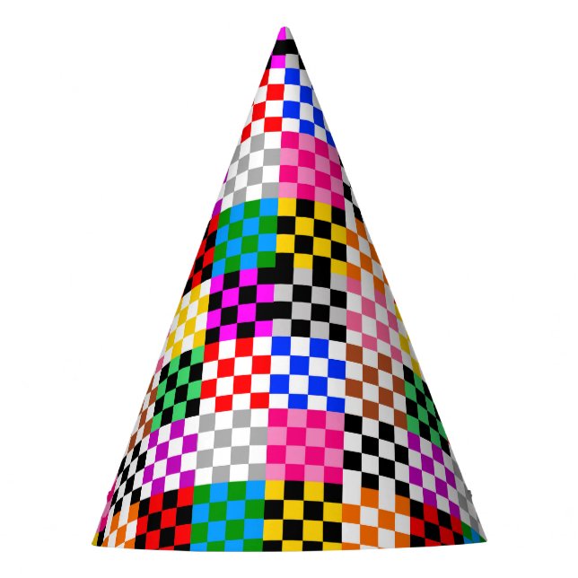 Gorro De Fiesta Diseño de patrones de comprobación de parches mult (Anverso)