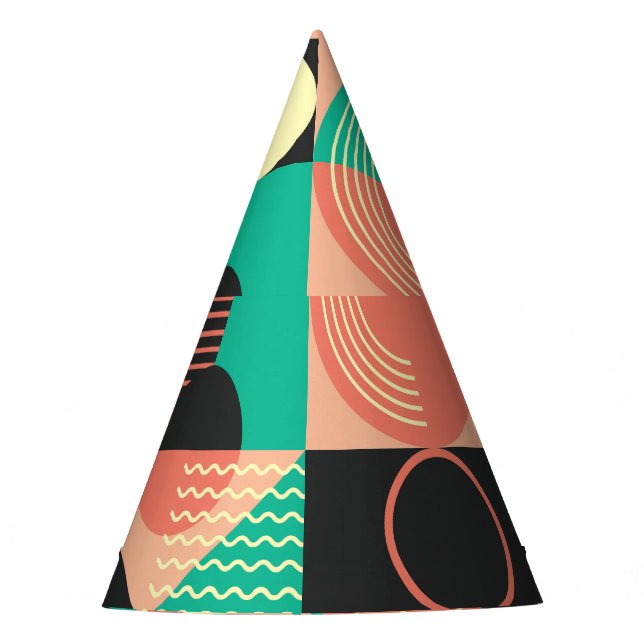 Gorro De Fiesta Diseño de patrones geométricos retro (Anverso)