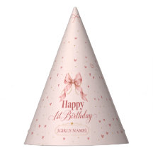 Diseño de primer cumpleaños con lazo rosa polvorie