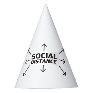Gorro De Fiesta Distancia social tipografía moderna y flechas dive