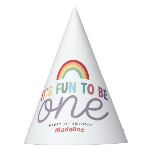 Gorro De Fiesta Diversión de arcoíris para niñas Cumpleaños número