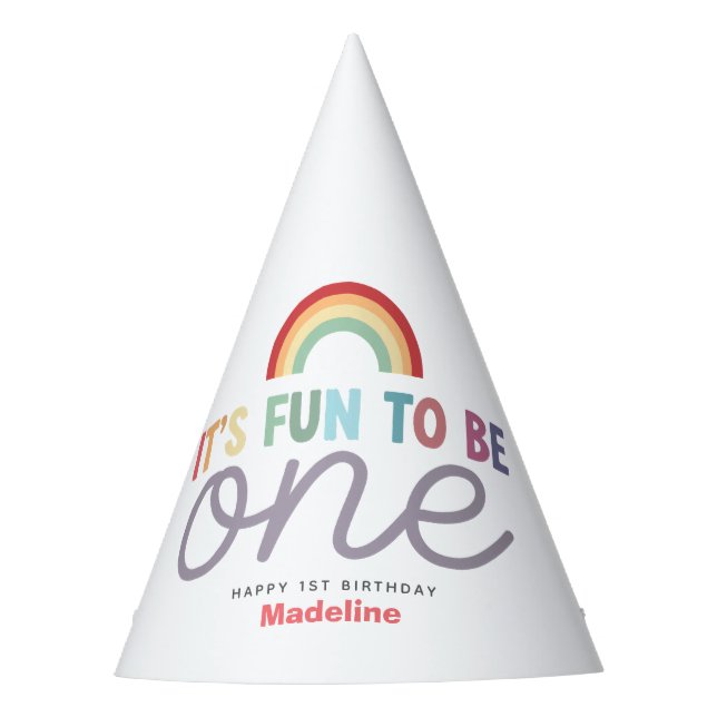 Gorro De Fiesta Diversión de arcoíris para niñas Cumpleaños número (Anverso)