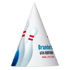 Gorro De Fiesta Divertido Blue & Red Bowling Kids 6º cumpleaños