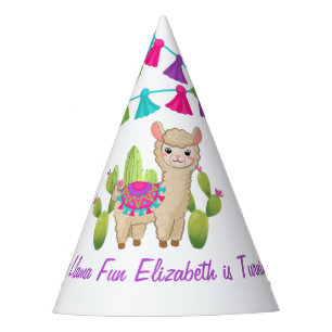 Gorro De Fiesta Diviértete con Llama Rosa Púrpura Cumpleaños de Ni