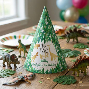Gorro De Fiesta Dos Dinosaurios Salvajes Segundo Cumpleaños