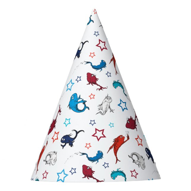 Gorro De Fiesta Dr. Seuss | Un patrón de estrella de peces de dos  (Anverso)