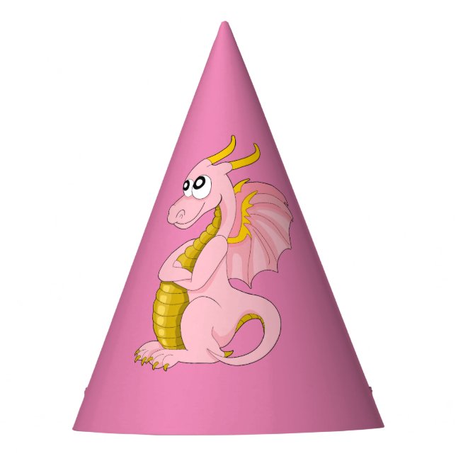 Gorro De Fiesta Dragón rosa de dibujos animados (Anverso)