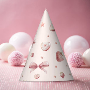Gorro De Fiesta Dulce Corazón De Amor De Fresa Rosa Y Estrellas